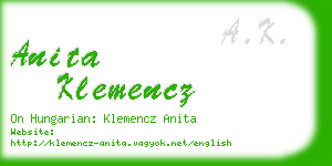 anita klemencz business card